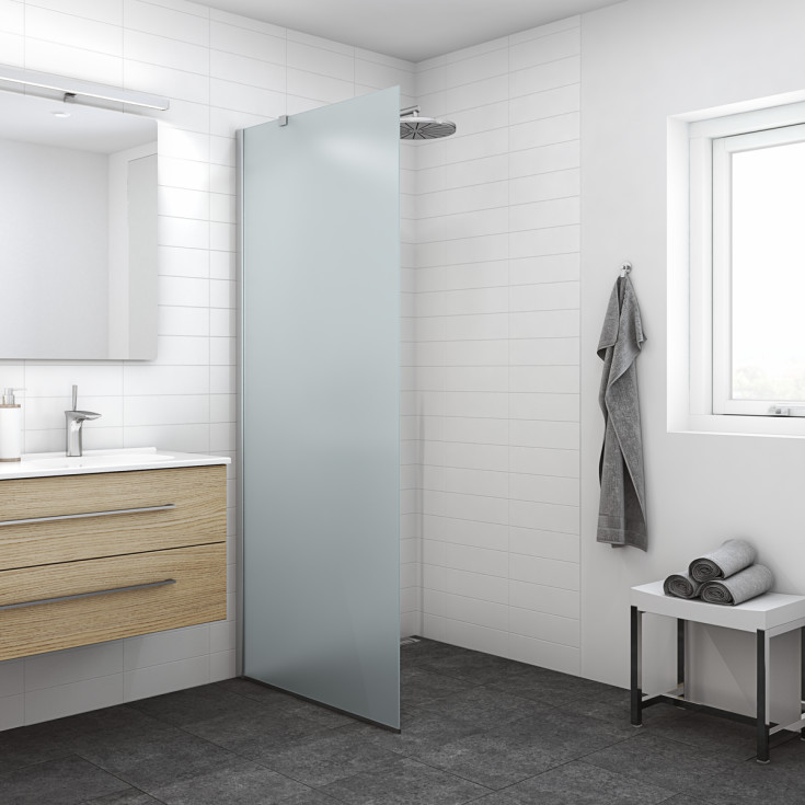 Dansani Match brusevæg, model D, 97 cm, frostet glas, satin profil