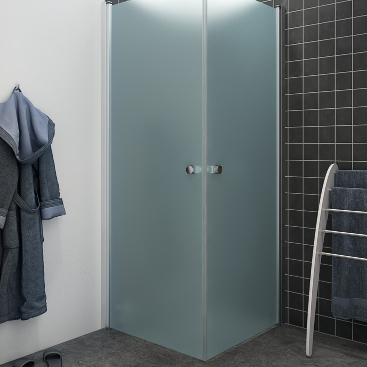 Dansani Match duschdörr, modell A, 87 cm, frostat glas, satin profil