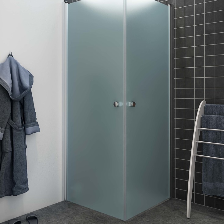 Dansani Match duschdörr, modell A, 77 cm, frostat glas, satin profil