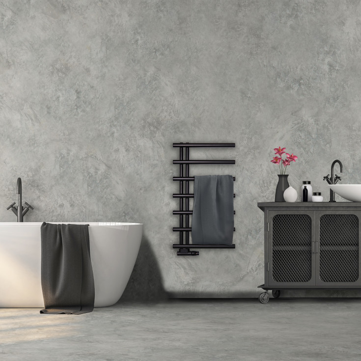 Kriss Merkur håndklædetørrer, kombi, 50x85,8 cm, sort