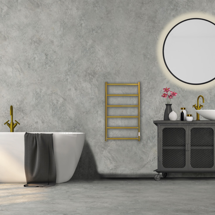 Kriss Odesa håndklædetørrer, el, 53x81 cm, børstet guld