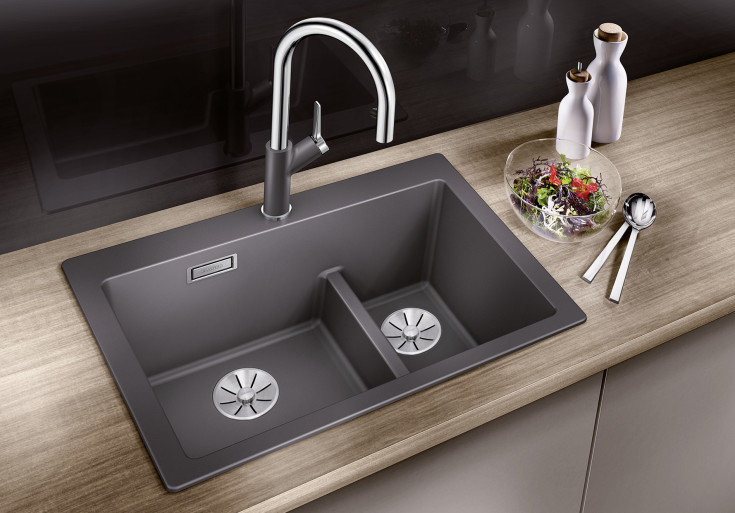 Blanco Pleon 6 Split UXI køkkenvask, 61,5x51 cm, grå