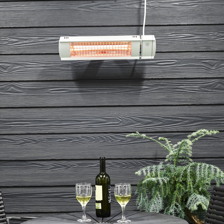 HEAT1 terrassevarmer veggmodell 2000 watt, hvit med fjernkontroll