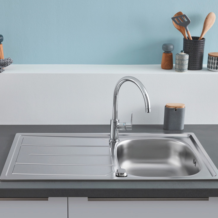 Grohe K200 diskbänk, 86x50 cm, rostfritt stål