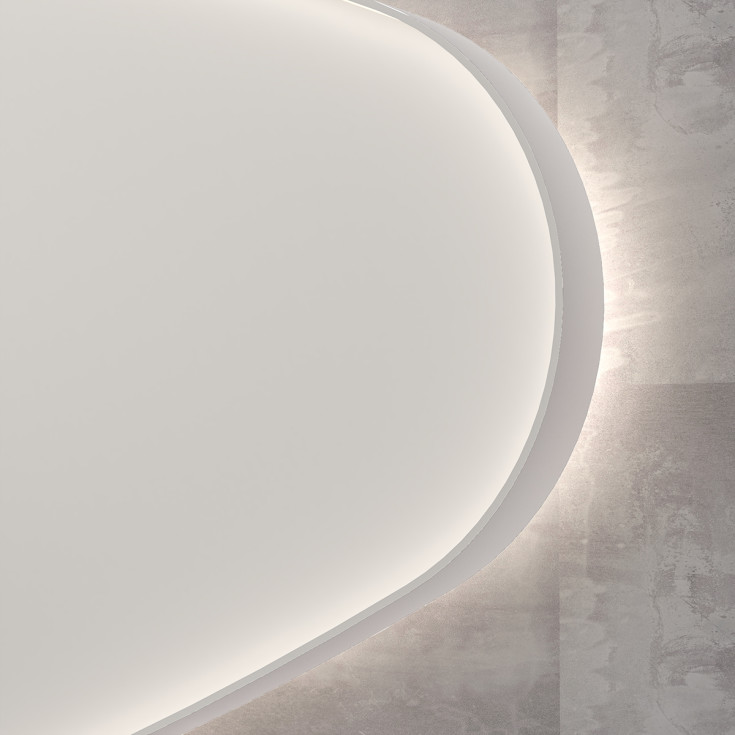 Sanibell Ink SP23 speil med lys, dimbar, duggfri, høyre, hvit, 100x60 cm