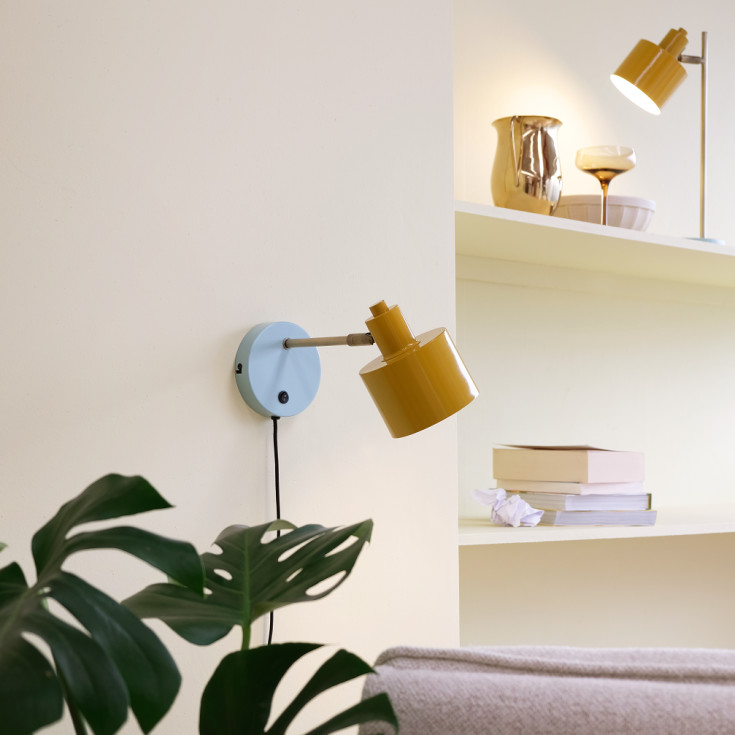 Ocean vegglampe E14 IP20, karrygul/turkis