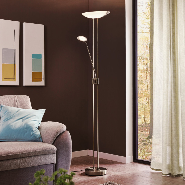 Eglo Baya 1 golvlampa, borstat stål