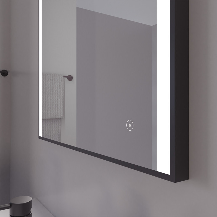 Loevschall Nyborg speil med ramme, dimbar, touch, 60x75 cm, sort matt