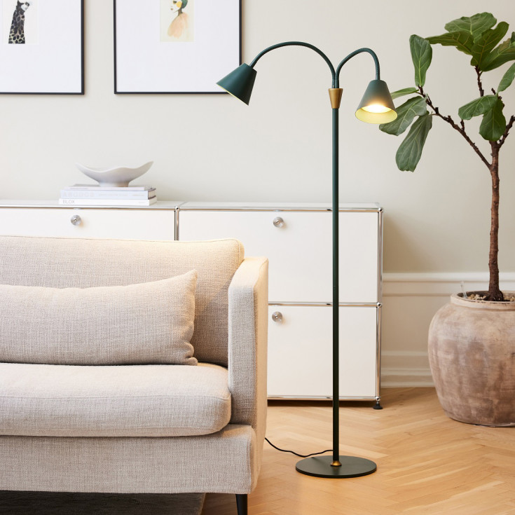 Halo Design Hygge golvlampa, 2 spots, mörkgrøn