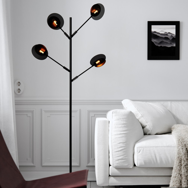 Turno Gulvlampe 4xG9 H175,5cm, sort med guld reflektor