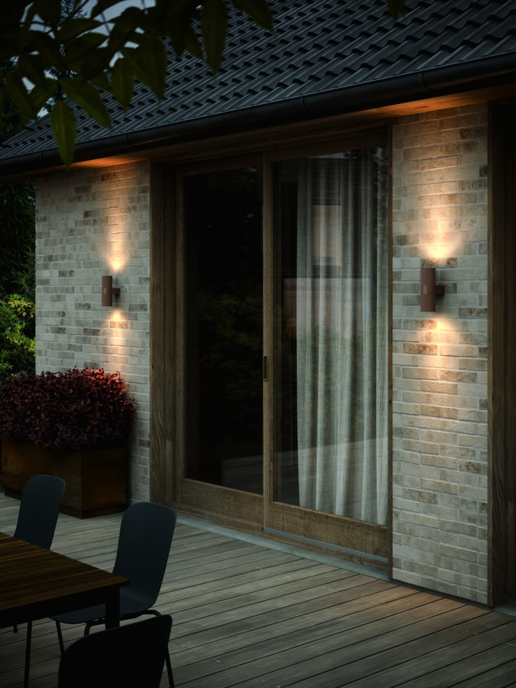 Nordlux Kyklop Ripple udendørs væglampe, rust