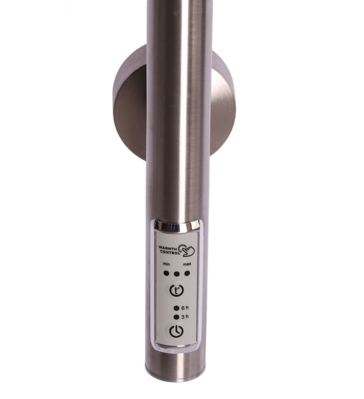 Kriss Uno Plus håndklædetørrer, el, 3x148 cm, børstet rustfrit stål