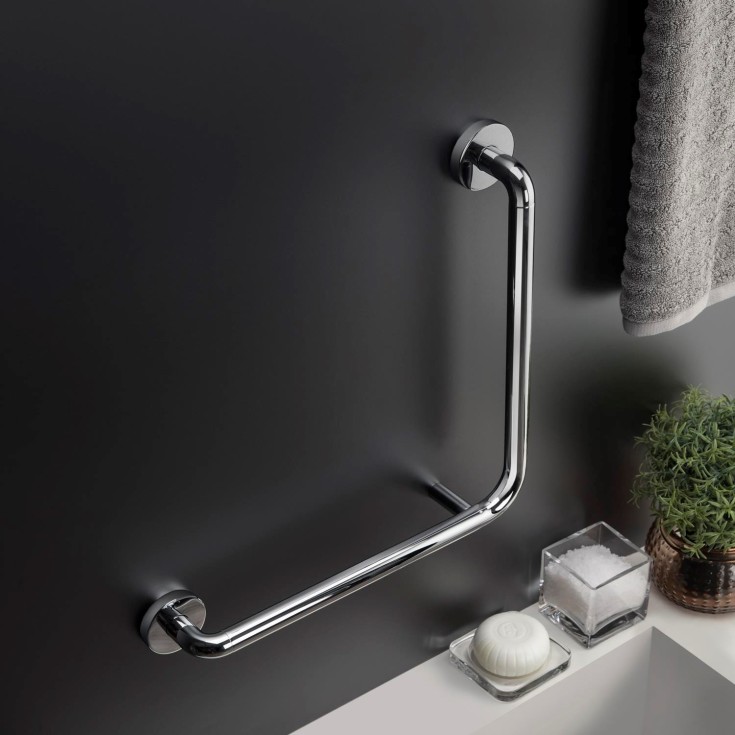 Cosmic Architect støttehåndtak, 40x40 cm, høyre, krom