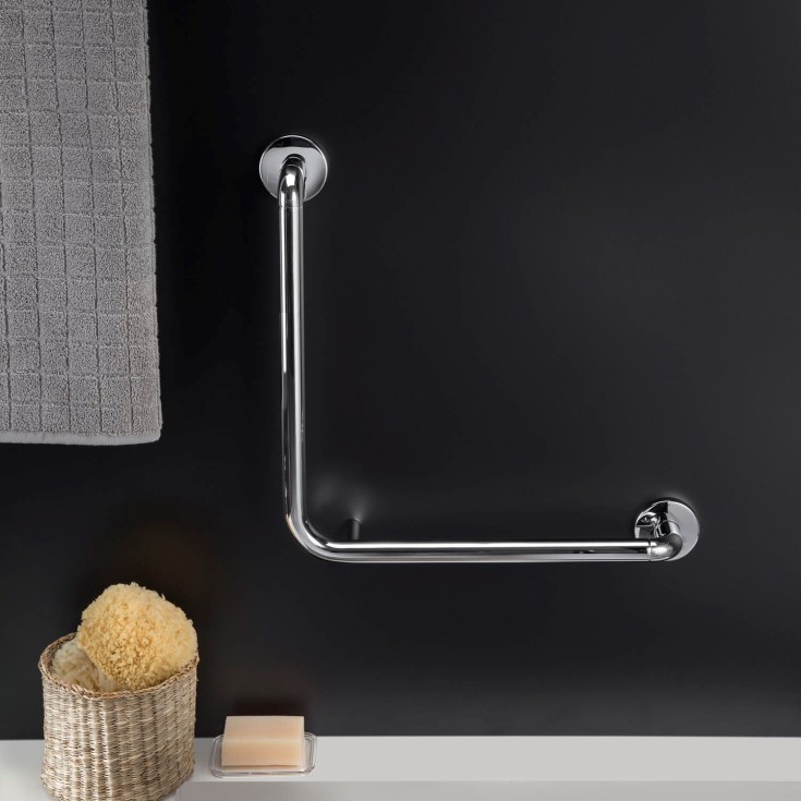 Cosmic Architect støttehåndtak, 40x40 cm, venstre, krom