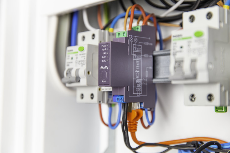 Shelly Pro 2 WiFi-relä 2 kanaler potentialfri kontaktsats 230V