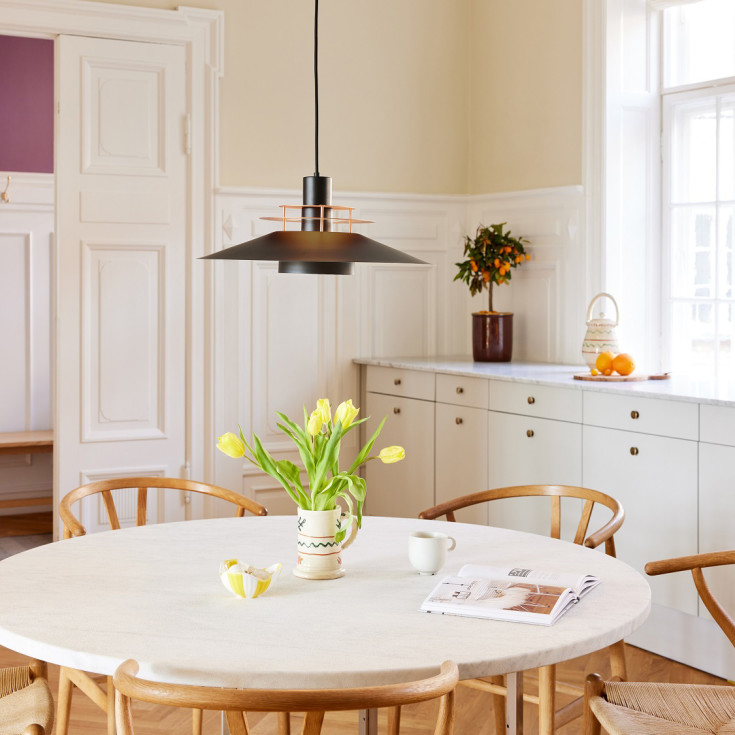 Halo Design Rivoli pendellampe, sort/børstet stål