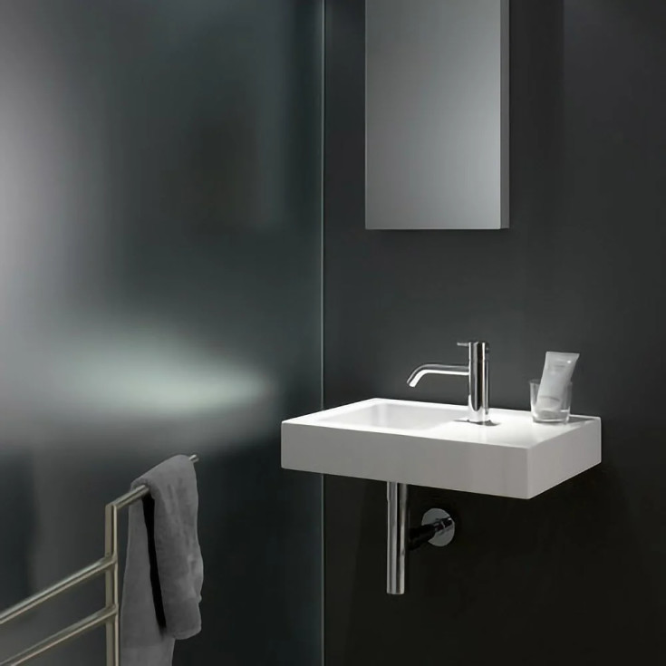 Alape QS525 håndvask, 52,5x32,5 cm, venstre, hvid