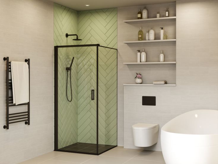 Brasta Kristina Frame dusjhjørne, 89,1x89,1 cm, klart glass, sort profil