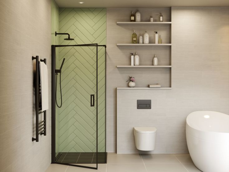 Brasta Kristina Frame dusjhjørne, 89,1x89,1 cm, klart glass, sort profil