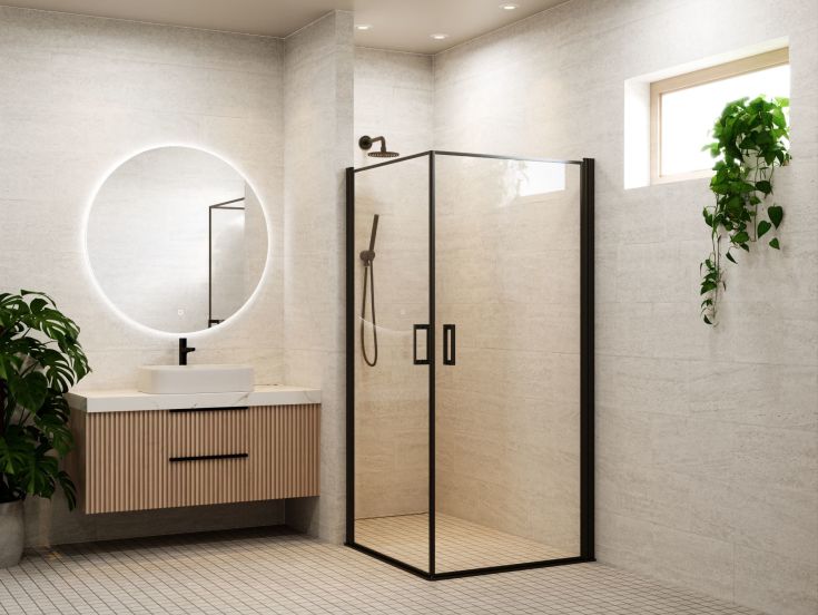 Brasta Victorija Frame hörndusch, 87,7x87,7 cm, klart glas, svart profil