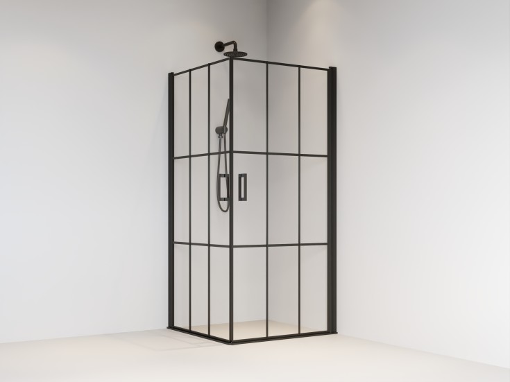 Brasta Victorija Cube dusjhjørne, 87,7x87,7 cm, klart glass, sort profil