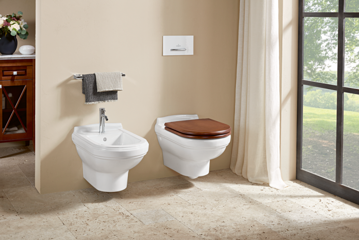 Villeroy & Boch Hommage væghængt toilet, rengøringsvenlig, hvid