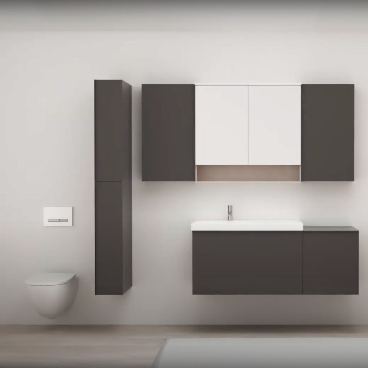 Geberit Acanto spegelskåp med belysning, sensor, 90x83 cm, ek