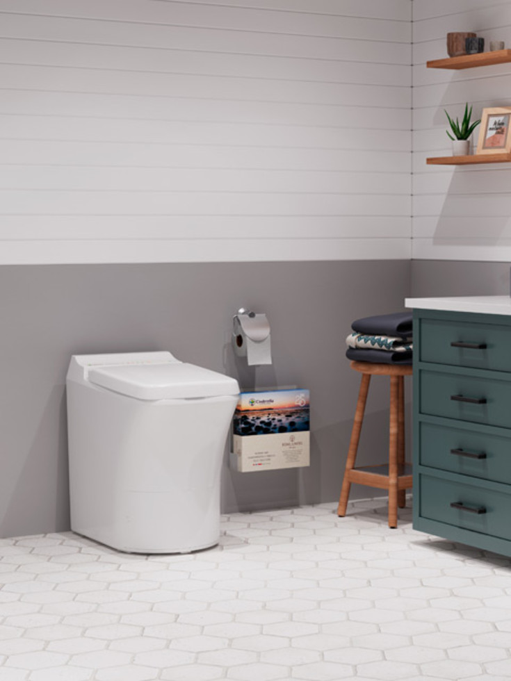 Cinderella Comfort forbrenningstoalett, elektrisk, med display, hvit