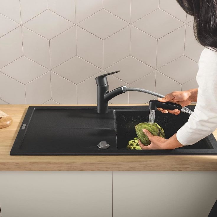 Grohe Start köksblandare, utdragbar pip, mattsvart