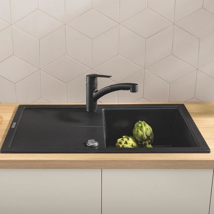 Grohe Start køkkenarmatur, udtrækstud, mat sort