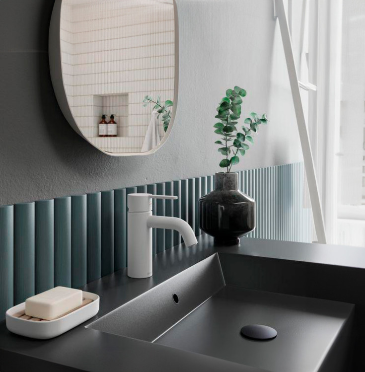 Damixa Silhouet håndvaskarmatur, mat hvid