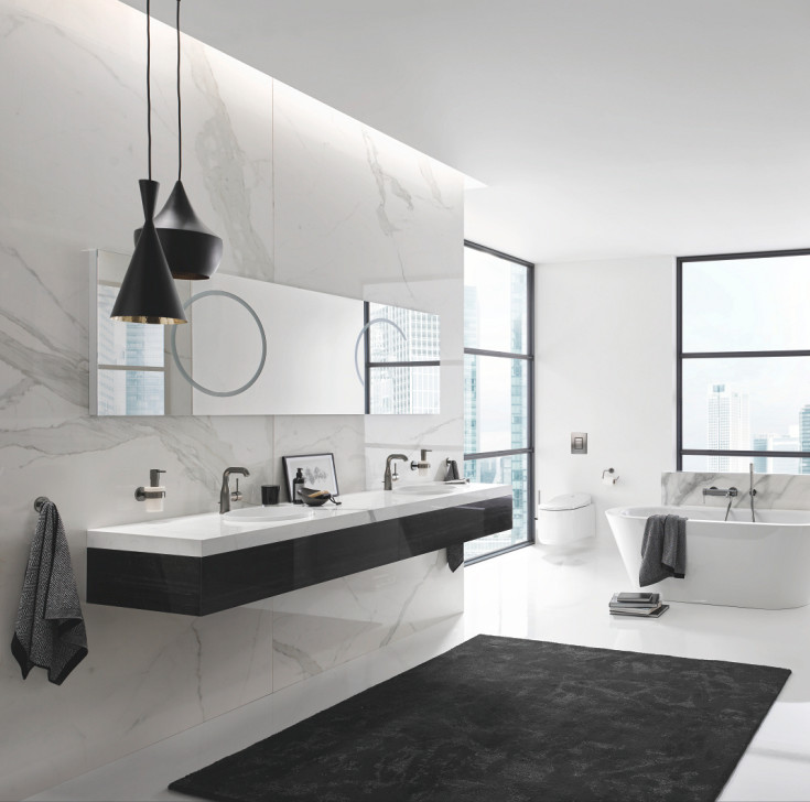 Grohe Essence tvättställsblandare, borstad svart krom