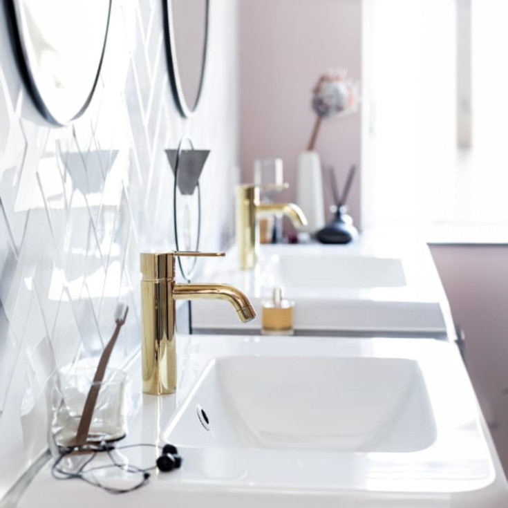 Damixa Silhouet håndvaskarmatur, poleret messing