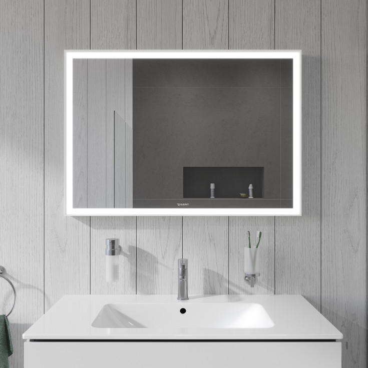 Duravit L-Cube spegel med belysning, dimbar, sensor, 100x70 cm, vit