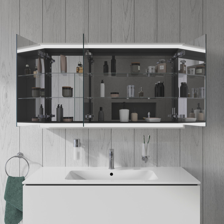 Duravit L-Cube spegelskåp med belysning, dimbar, sensor, 120x70 cm, vit