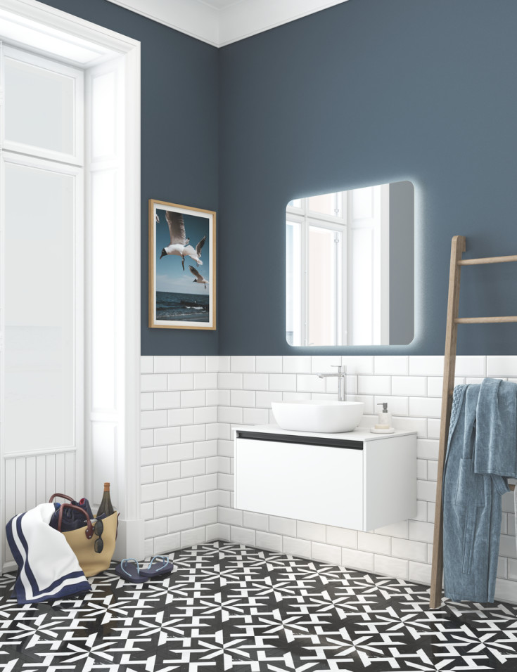 Dansani Mido+ Glow spejl med lys, dæmpbar, 80x80 cm