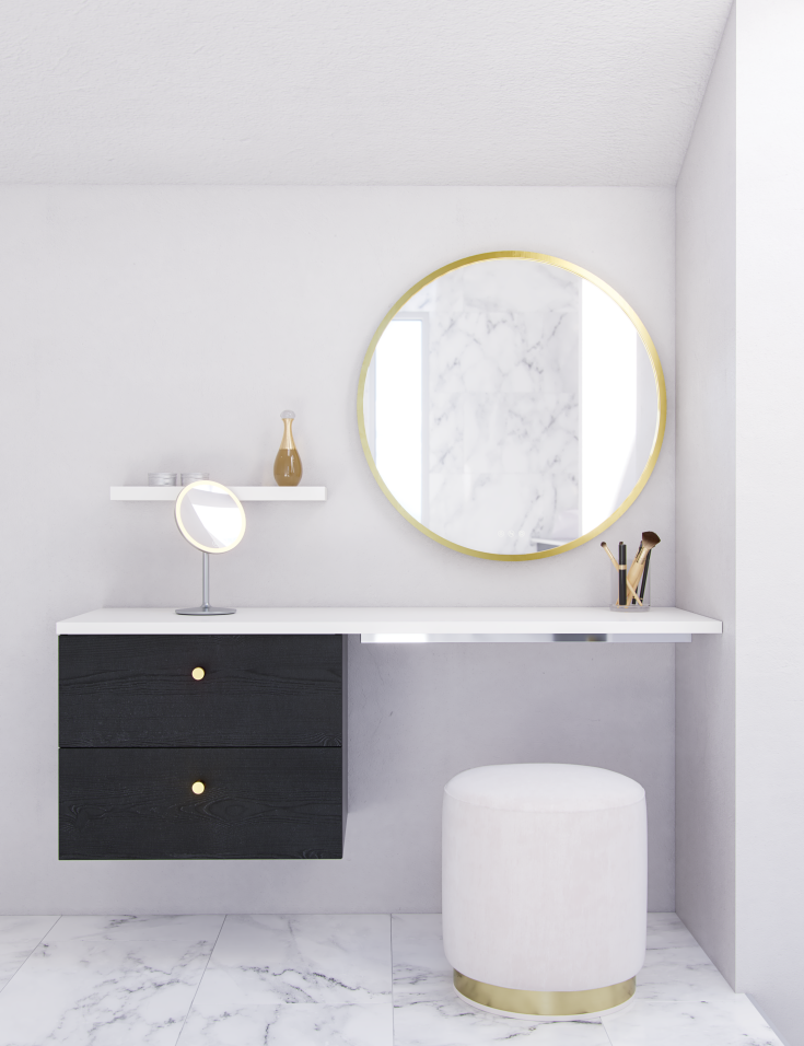 Dansani Moon spejl med lys, messing, Ø75 cm