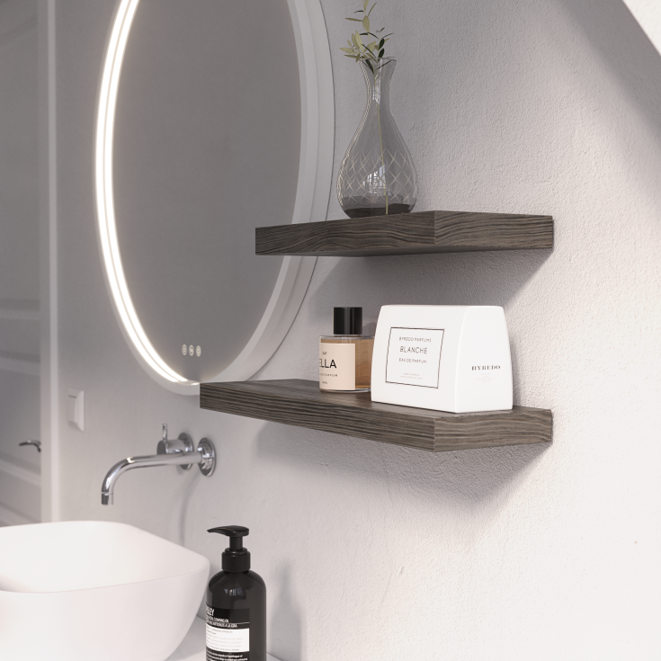 Dansani Moon spejl med lys, mat hvid, Ø75 cm