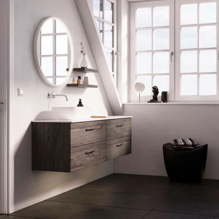 Dansani Moon spejl med lys, mat hvid, Ø90 cm