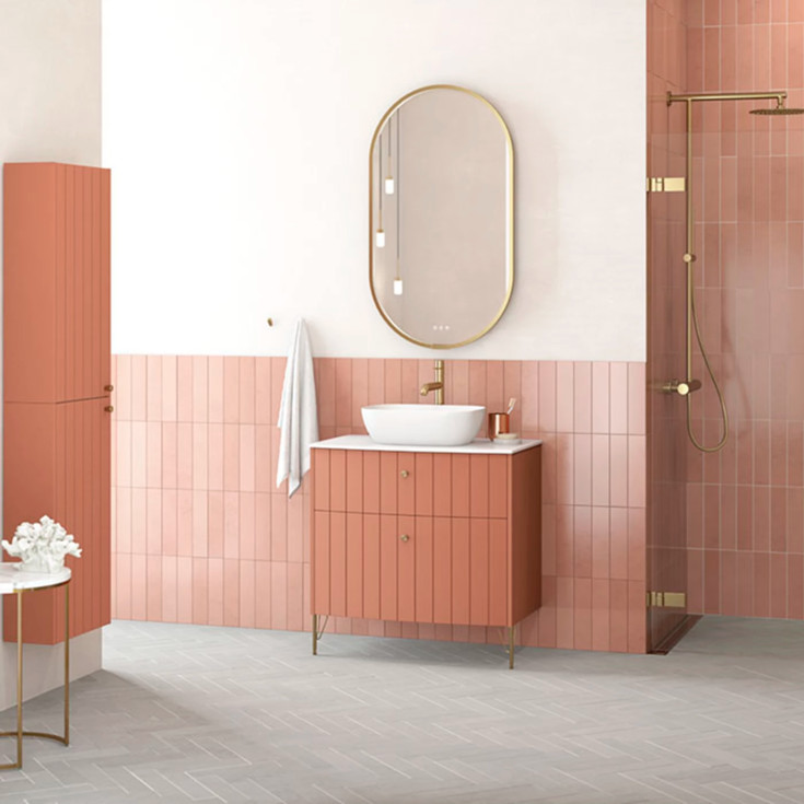 Dansani Moon spejl med lys, dæmpbar, 105x60 cm, messing