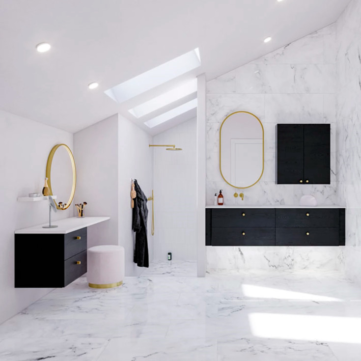 Dansani Moon spejl med lys, dæmpbar, 105x60 cm, messing