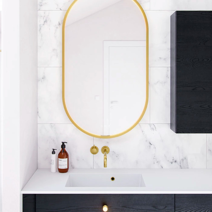 Dansani Moon spejl med lys, dæmpbar, 105x60 cm, messing