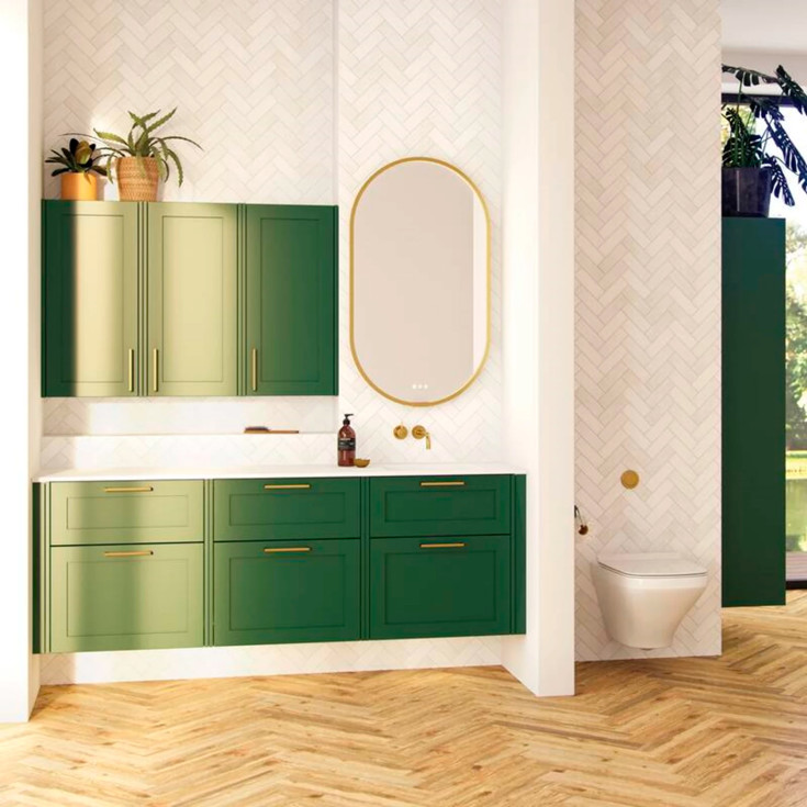 Dansani Moon spejl med lys, dæmpbar, 105x60 cm, messing