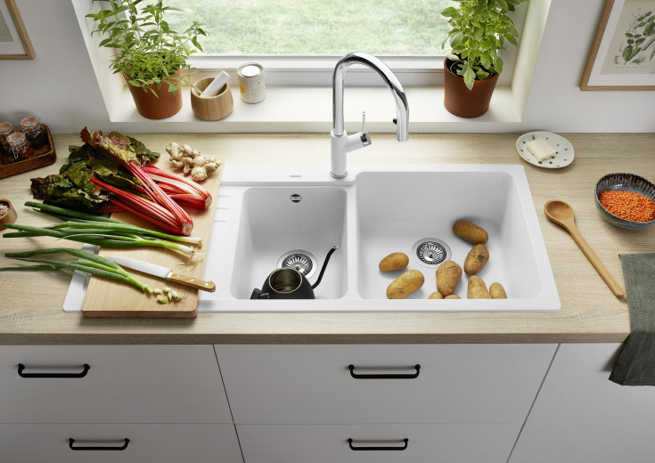 Blanco Naya 8S UX køkkenvask, 116x50 cm, hvid