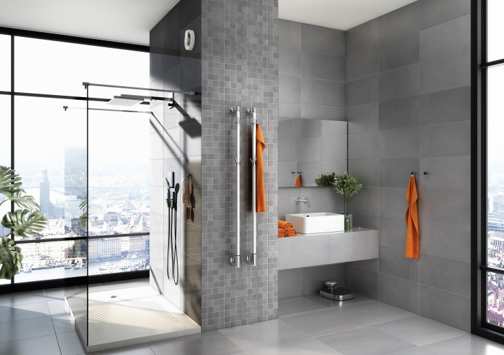 Pax Limbo håndkletørker, 75x1399 mm, rustfritt stål