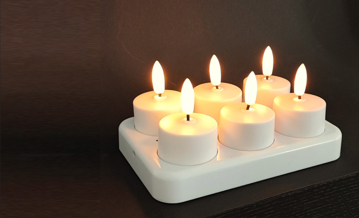 Veli Line LED fyrfadslys, genopladelig, 6-pak