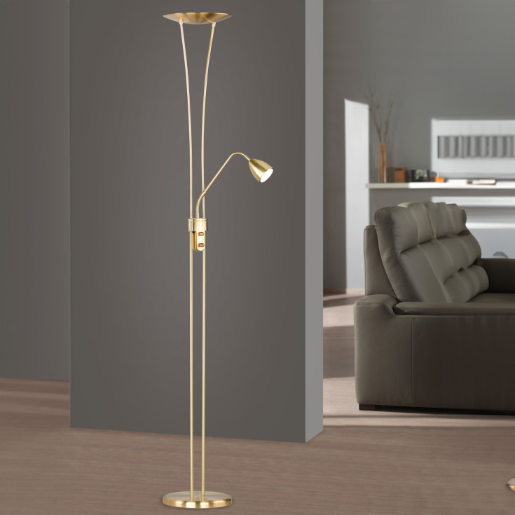 Trio Lighting Arizona golvlampa, mässing