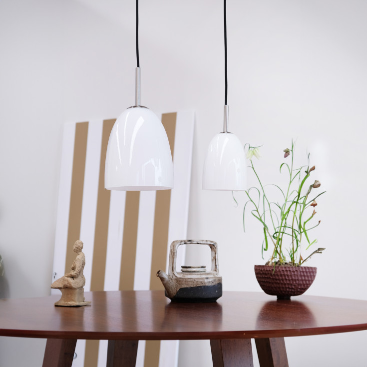 Dyberg Larsen Jazz pendellampe, børstet stål, Ø12 cm