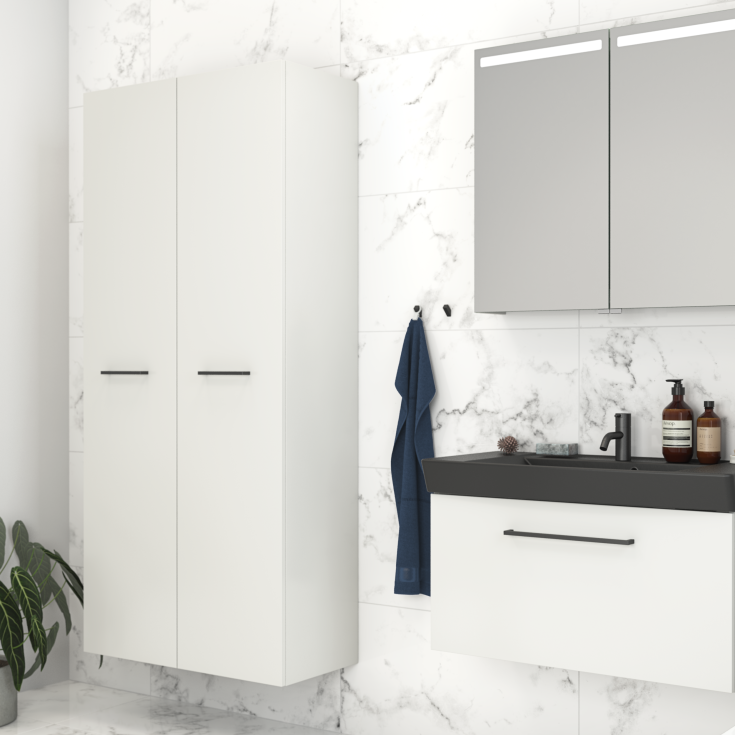 Dansani Mido+ højskab, 40x175 cm, højre, mat hvid