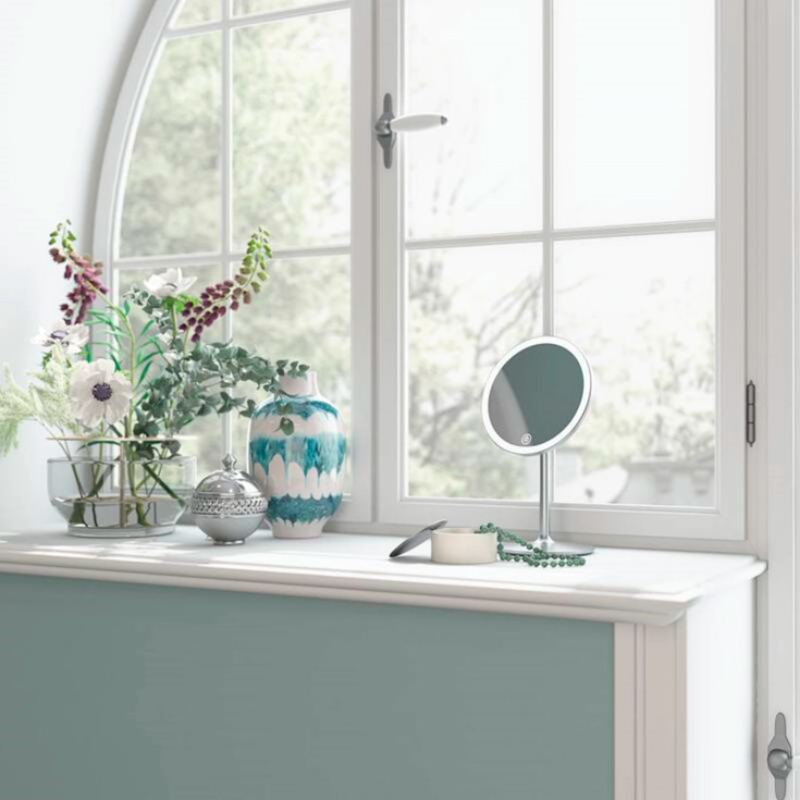 Dansani Handy makeup spejl med lys, Ø18 cm, krom